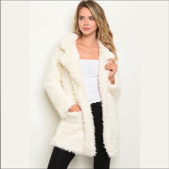 Boutique with Grace Jackets & Blazers - NWT Gorgeous Ivory Faux Fur Coat